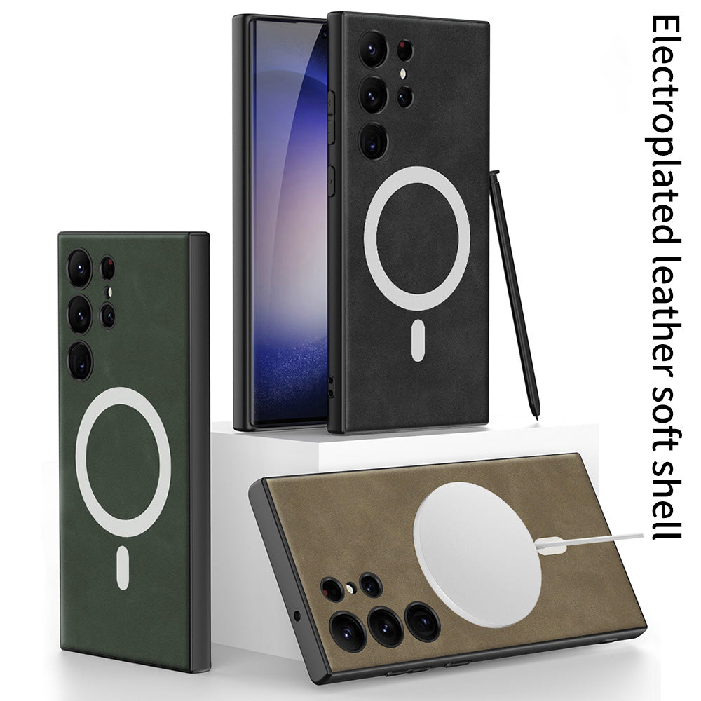 GKK til Samsung Galaxy S23 Ultra kompatibel med MagSafe Matte Phone Case PU-læderbelagt TPU PC-bagcover GKK til Samsung Galaxy S23 Ultra kompatibel med MagSafe Matte Phone Case PU-læderbelagt TPU PC-bagcover